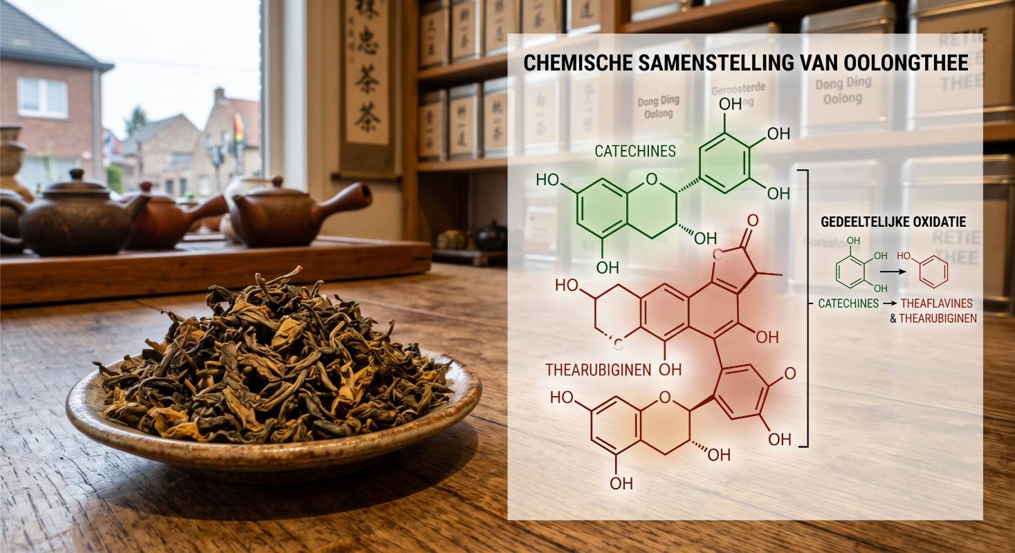Theebladeren en moleculaire structuur
