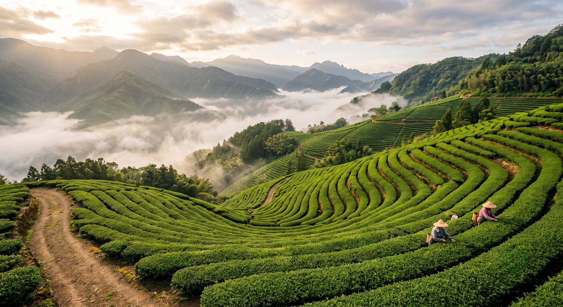 Theeterrassen in het Taiwanese hoogland
