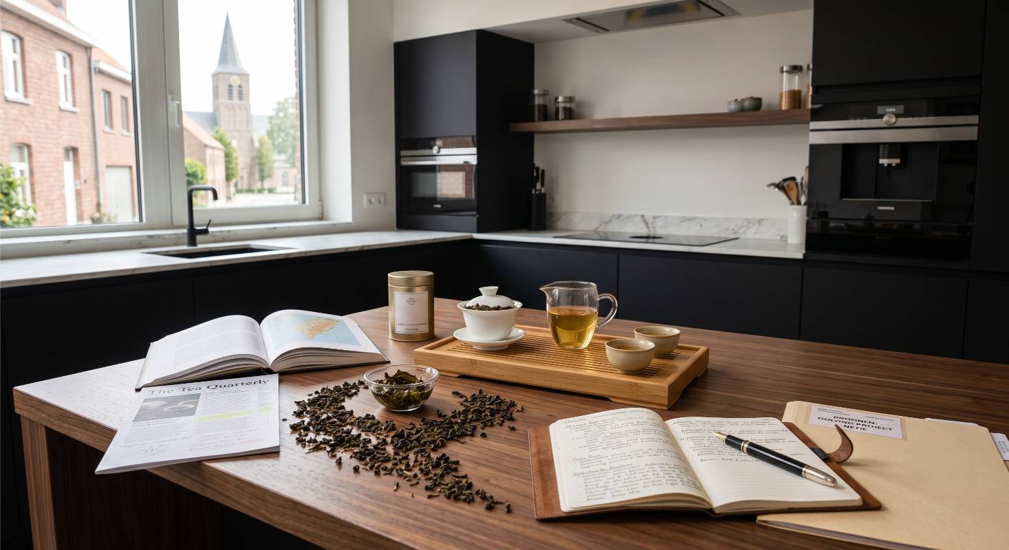 Theebladeren op een tafel