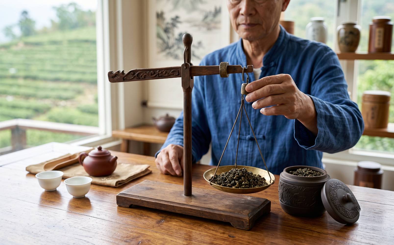 Weegschaal met kostbare oolong