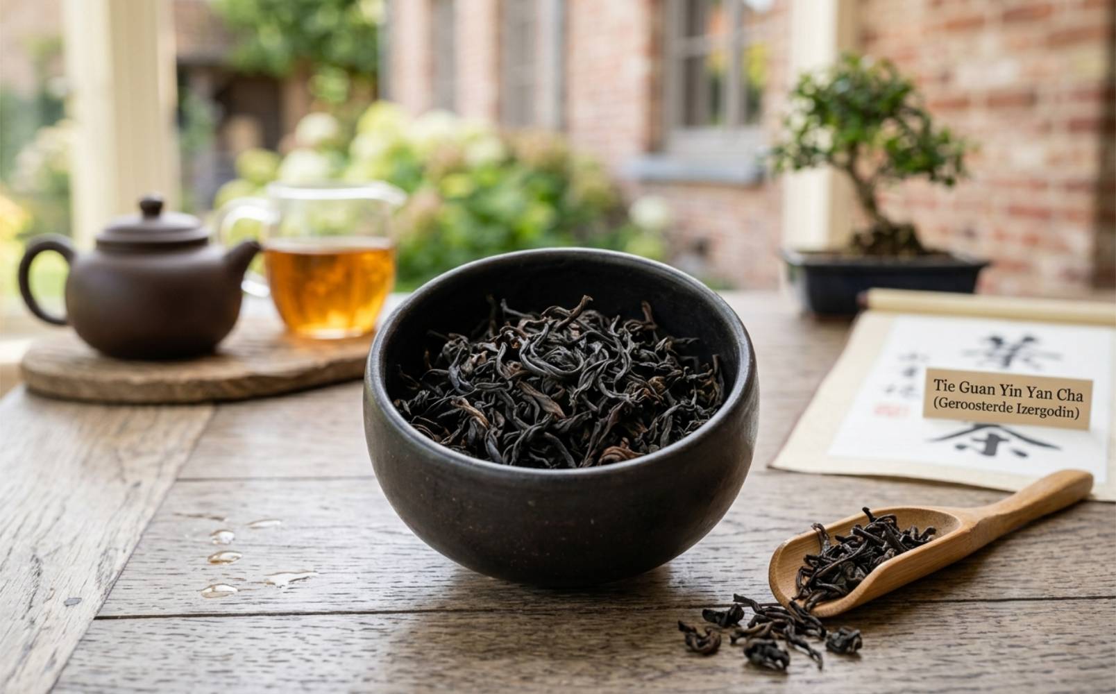 Donkere, geroosterde oolongbladeren
