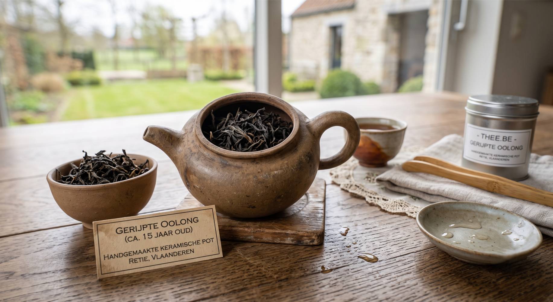Oude, gerijpte oolong in een keramische pot