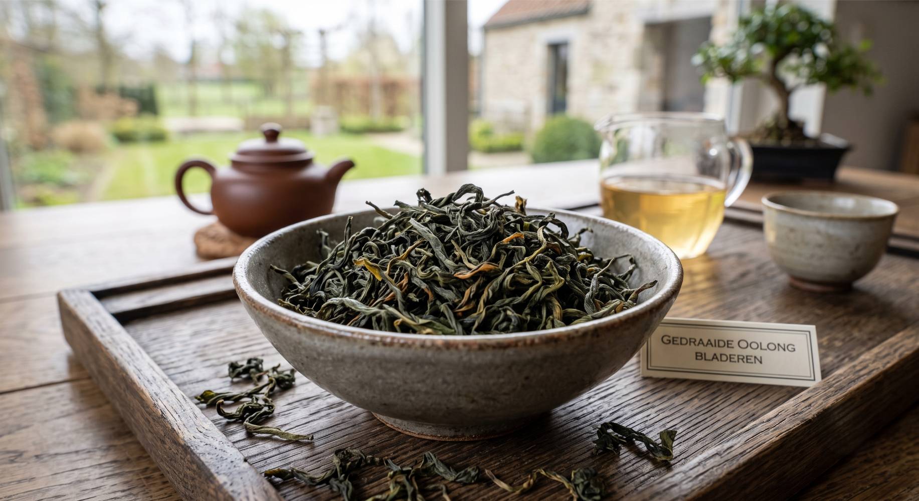 Losse, gedraaide strengvormige oolongbladeren