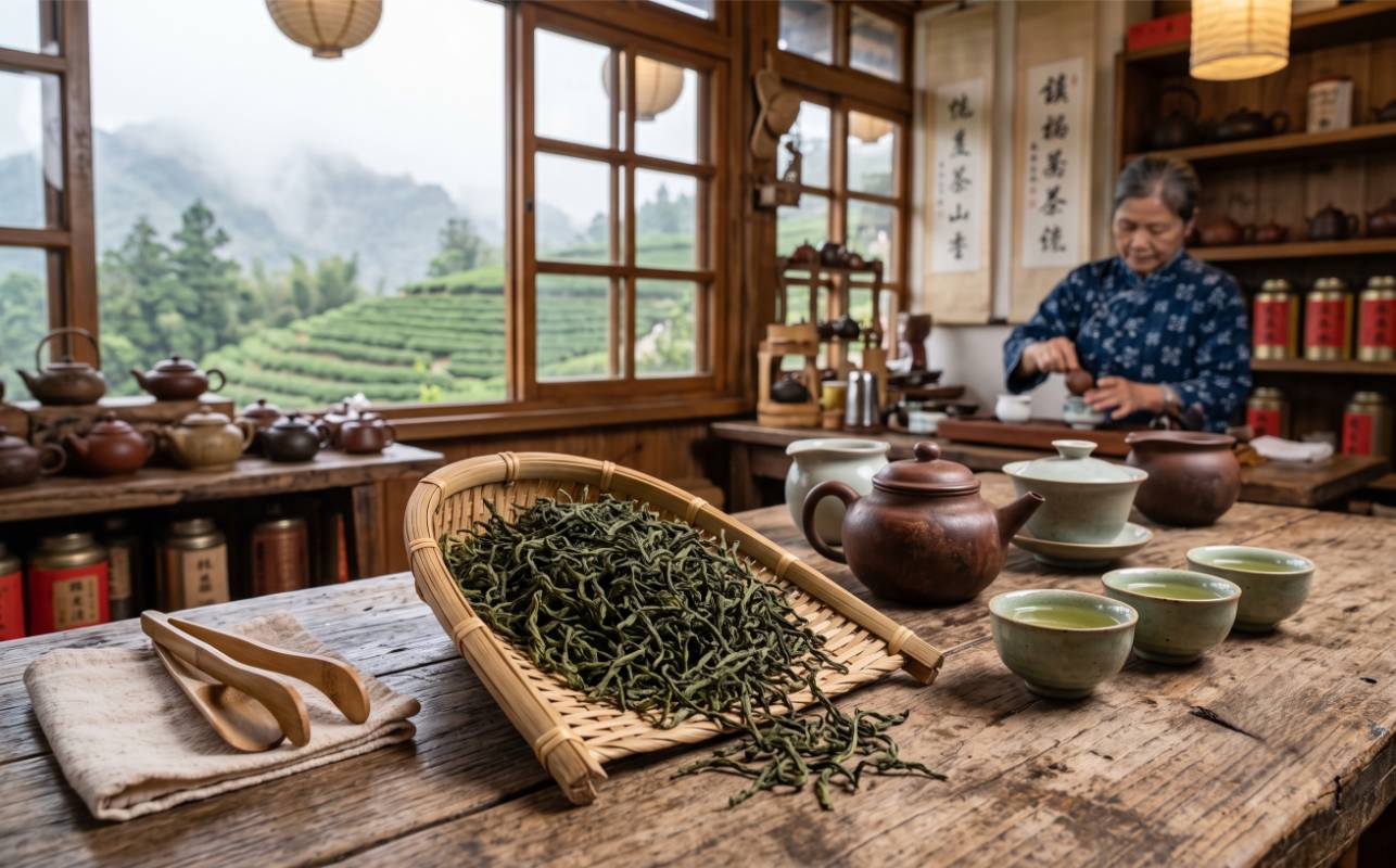 Losse, gedraaide Baozhong bladeren