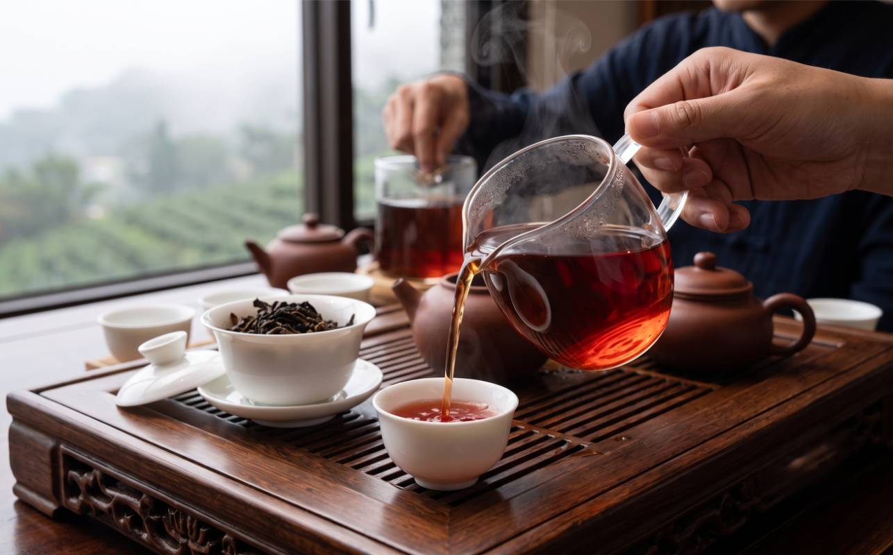 Robijnrood aftreksel van rode oolong