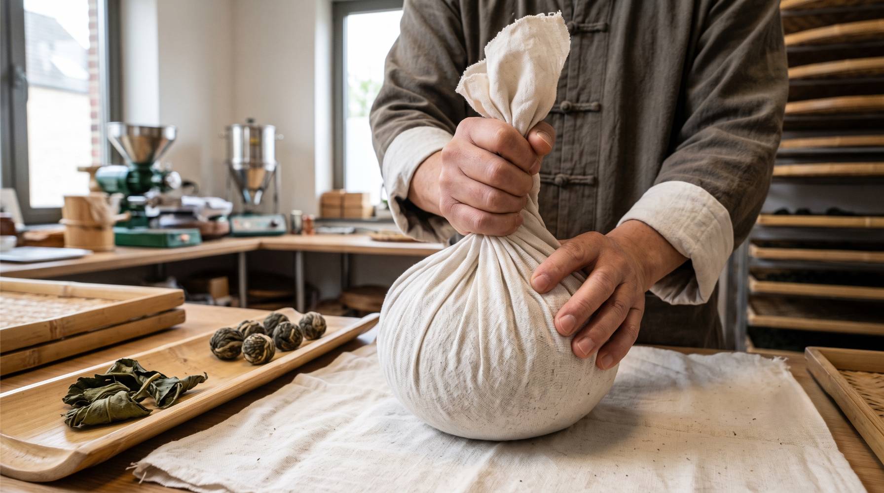 Blad dat in een doek tot balletjes wordt gerold