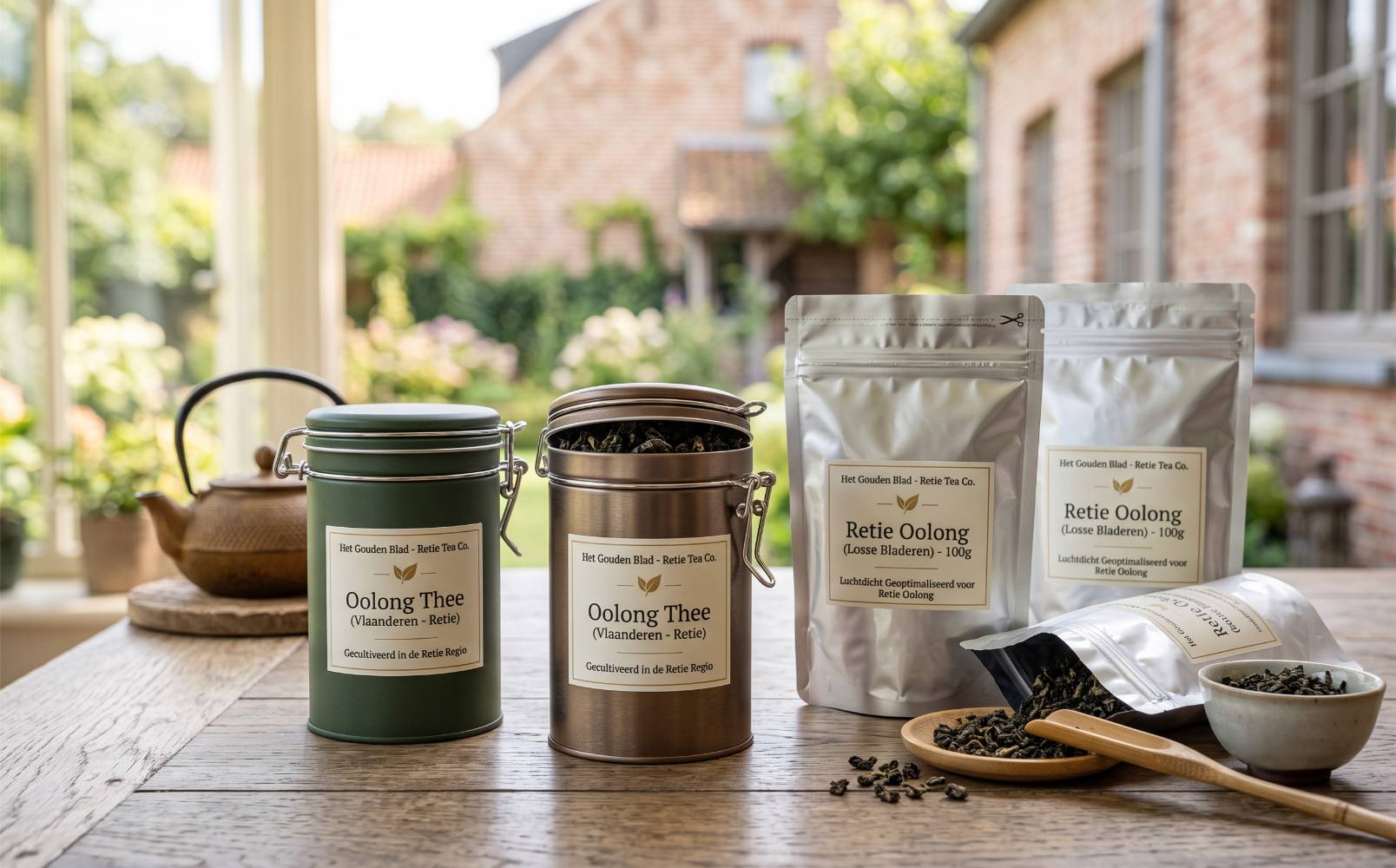 Luchtdichte blikjes en zakjes met oolong